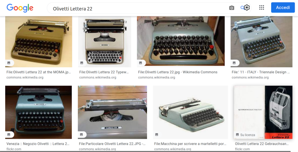 alcunei modelli lettera 22 della macchina da scrivere Olivetti tutti caratterizzati da telai ed elementi meccanici in evidenza